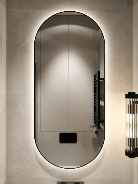 Зеркало навесное Z-16 110х50 см с черной рамкой и подсветкой